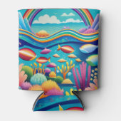 虹カラフルの下の水中 缶クーラー (正面)