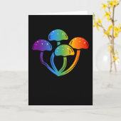 虹カラフルの日のキノコ カード (黄色い花)