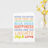 虹カラフルの誕生日の願いパーソナライズされた カード (黄色い花)