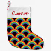 虹カラフル模様 スモールクリスマスストッキング (正面)