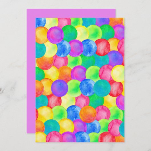 虹カラフル水玉模様水彩模様cla 招待状 (正面/裏面)
