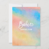 虹カラフル水色Ohベビーシャワーインビット 招待状 (裏面)
