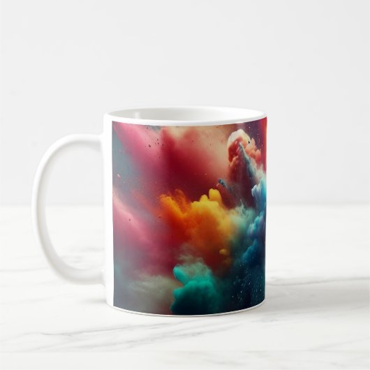 虹カラフル煙の爆発 コーヒーマグカップ (左)