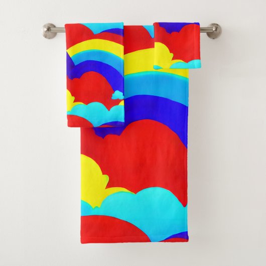 虹カラフル雲キッズパターン バスタオルセット (インサイチュ)
