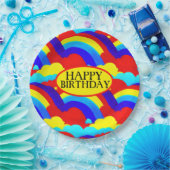 虹カラフル雲キッズパターン ペーパープレート (パーティー)