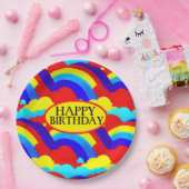 虹カラフル雲キッズパターン ペーパープレート (パーティー)