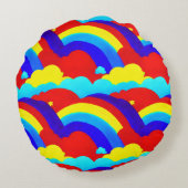 虹カラフル雲キッズパターン ラウンドクッション (裏面)