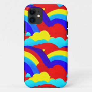 虹カラフル雲キッズパターン iPhone 11 ケース