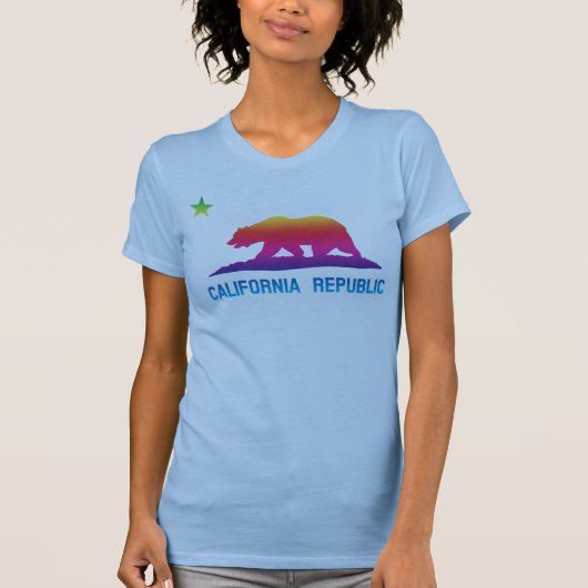 虹カリフォルニア共和国の旗 Tシャツ (正面)