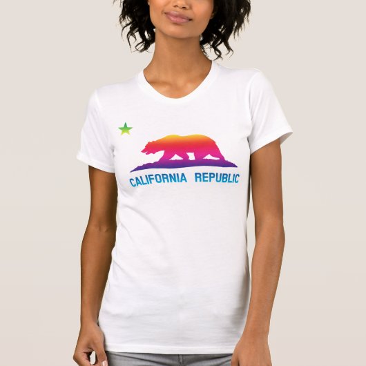 虹カリフォルニア共和国の旗 Tシャツ (正面)