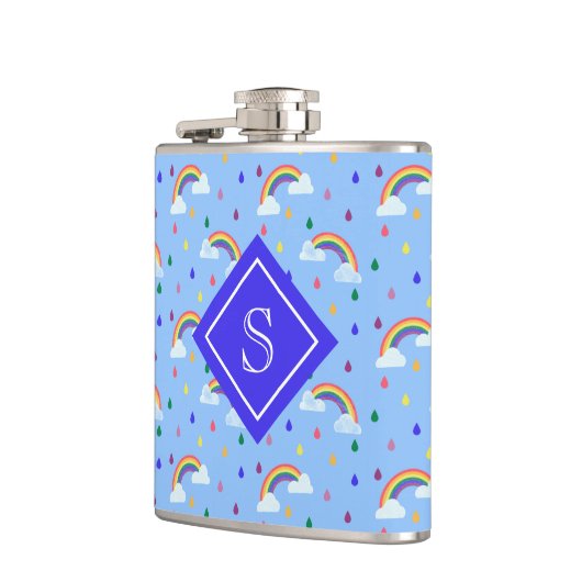 虹ガーリー雨雲モノグラパーソナライズされたム フラスク (左)