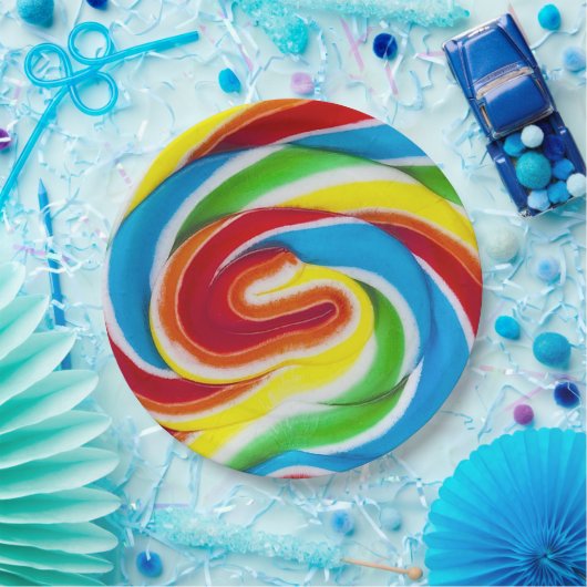 虹キャンデーは紙皿渦巻きます ペーパープレート (パーティー)