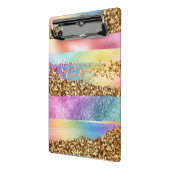 虹グリッターモダン金ゴールドフレームキッズカラフル ミニクリップボード (アングル2)