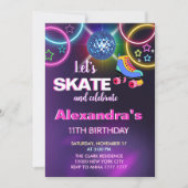 虹グローラースケートで滑るディスコパーティー誕生日 招待状 (正面)