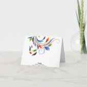 虹スクロール葉のダマスク織の結婚式は感謝していしています サンキューカード (裏面)