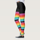 虹ストライプな色の偽造品の堅い膝のソックス レギンス (左)