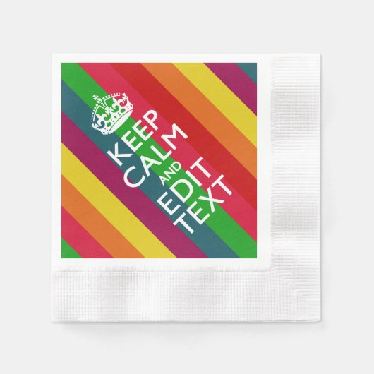 虹ストライプの保とテキスカスタマイズト 縁ありカクテルナプキン (正面)