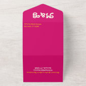 虹ストライプ曲縁ど式 – ピンクオレンジ オールインワン招待状 (外側)