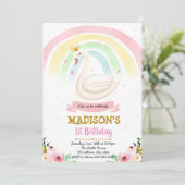 虹ハートのスワンパーティー招待状 招待状 (スタンド正面)