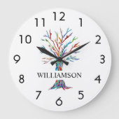 虹パーソナライズされたの木  ラージ壁時計 (正面)