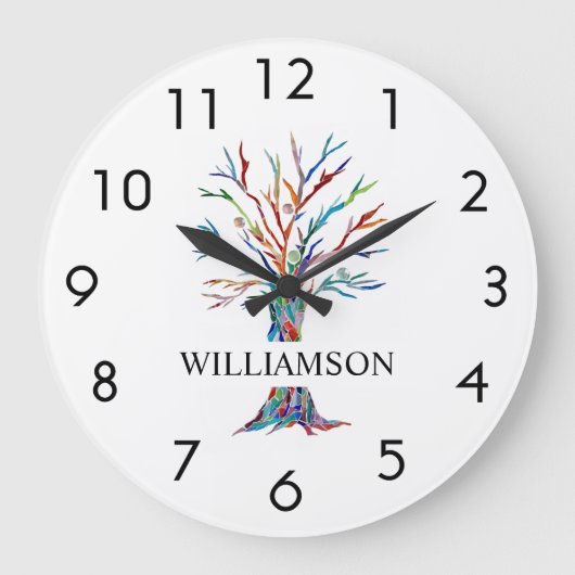 虹パーソナライズされたの木 ラージ壁時計 (正面)