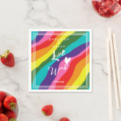 虹パーソナライズされた結婚の愛が勝利 スタンダードカクテルナプキン (インサイチュ)