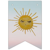 虹パーソナライズされた雲 – 太陽テーマ – ピンク&ブルー バンティングフラッグ (第1の旗)