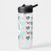 虹パーソナライズされた、蝶とハート ウォーターボトル (左面)