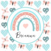 虹パーソナライズされた、蝶とハート シール (正面)