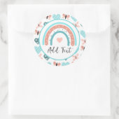 虹パーソナライズされた、蝶とハート ラウンドシール (バッグ)