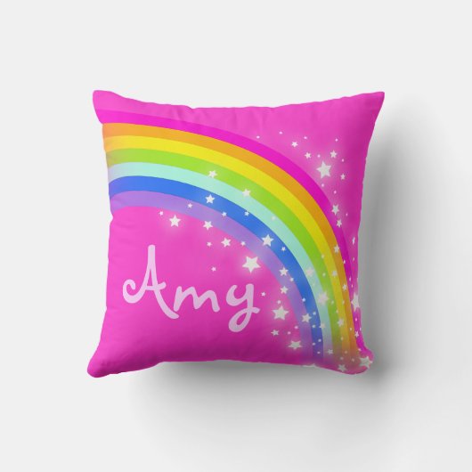 虹ピンク-女の子は一流の友のクッションの枕をショートさせます クッション (裏面)