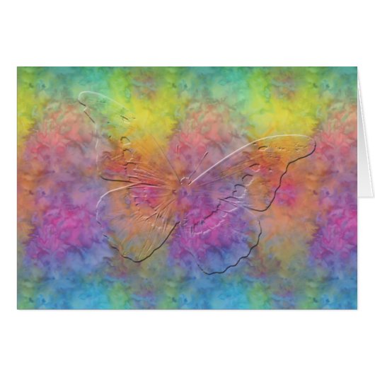 [虹フロスト]絞り染めの蝶カード (正面横)