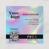 虹ホログラフィモダンックはっきりしたインスタグラム後を追 スクエア名刺 (裏面)