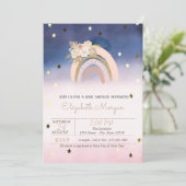 虹ボホの花が赤ちゃんグラデーションのシャワーを星 招待状 (スタンド正面)