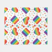 虹ポップ・アートの色の子供のおもちゃ フリースブランケット (正面(横))