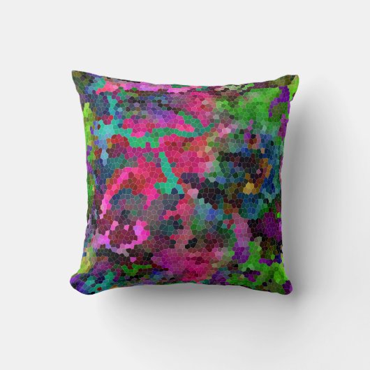 [虹モザイク]ステンドグラス効果 クッション (正面)