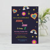 虹モダン双子の誕生日パーティー 招待状 (スタンド正面)