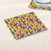 虹モダン模様 スクエアペーパーコースター (アングル)