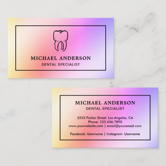 虹モダン箔歯歯科診療所歯科 名刺 (正面/裏面)