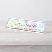 虹レオパードクレヨン学校教師教育者 デスクネームプレート (正面)