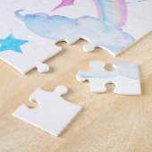 虹上の水彩画のユニコーン ジグソーパズル (側面)