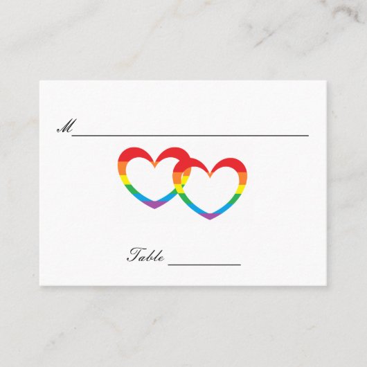 "虹二重ハート"のゲストのテーブルカード プレイスカード (正面)