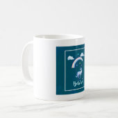 虹信じの下で水色のユニコーン コーヒーマグカップ (正面左)