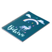 虹信じの下で水色のユニコーン ノートブック (左側)