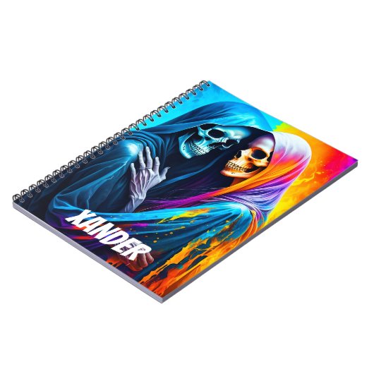 虹包まれたのスケルトンパーソナライズされた ノートブック (左側)