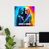 虹包まれたのスケルトンパーソナライズされた ポスター (ホームオフィス)