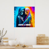 虹包まれたのスケルトンパーソナライズされた ポスター (キッチン)