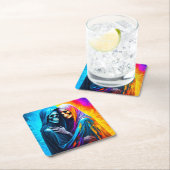 虹包まれたのスケルトン スクエアペーパーコースター (インサイチュ)