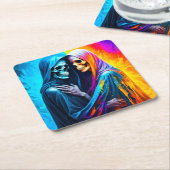 虹包まれたのスケルトン スクエアペーパーコースター (アングル)