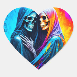 虹包まれたのスケルトン ハートシール